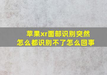 苹果xr面部识别突然怎么都识别不了怎么回事