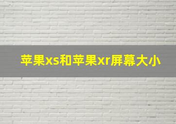 苹果xs和苹果xr屏幕大小