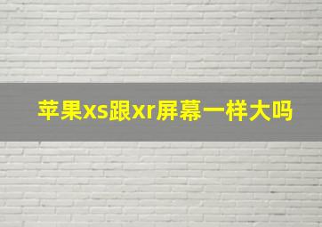 苹果xs跟xr屏幕一样大吗