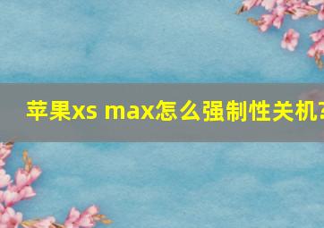 苹果xs max怎么强制性关机?