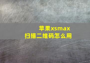 苹果xsmax扫描二维码怎么用