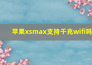 苹果xsmax支持千兆wifi吗