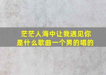 茫茫人海中让我遇见你是什么歌曲一个男的唱的