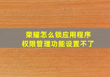 荣耀怎么锁应用程序权限管理功能设置不了