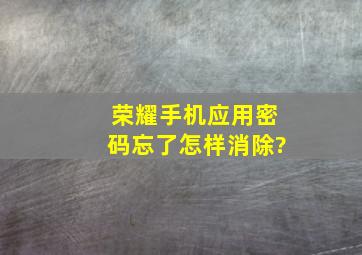 荣耀手机应用密码忘了怎样消除?