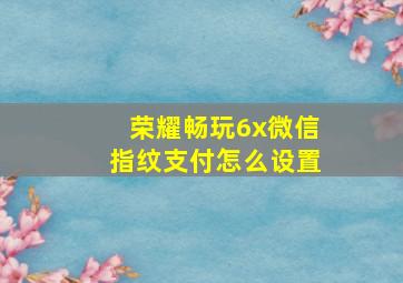 荣耀畅玩6x微信指纹支付怎么设置