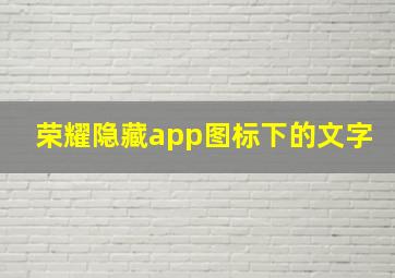 荣耀隐藏app图标下的文字