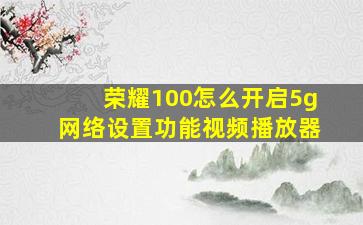 荣耀100怎么开启5g网络设置功能视频播放器