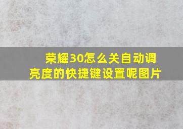 荣耀30怎么关自动调亮度的快捷键设置呢图片