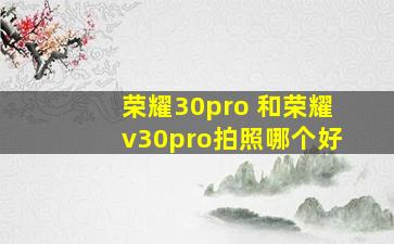 荣耀30pro+和荣耀v30pro拍照哪个好