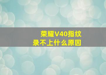 荣耀V40指纹录不上什么原因