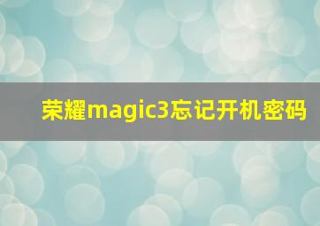 荣耀magic3忘记开机密码