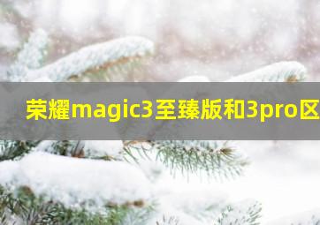 荣耀magic3至臻版和3pro区别