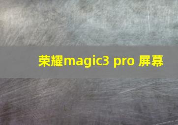 荣耀magic3 pro 屏幕