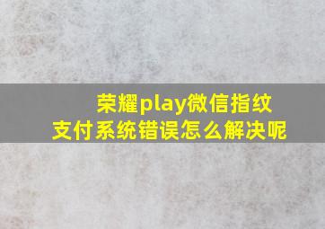 荣耀play微信指纹支付系统错误怎么解决呢