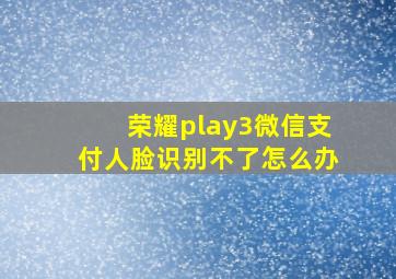 荣耀play3微信支付人脸识别不了怎么办