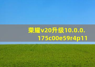 荣耀v20升级10.0.0.175c00e59r4p11