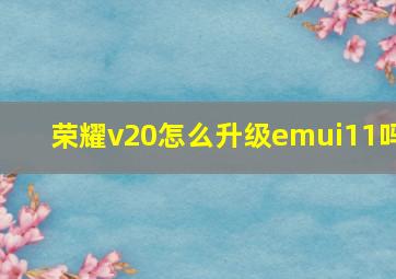 荣耀v20怎么升级emui11吗