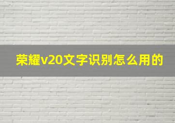 荣耀v20文字识别怎么用的