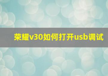 荣耀v30如何打开usb调试