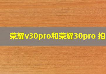 荣耀v30pro和荣耀30pro+拍照