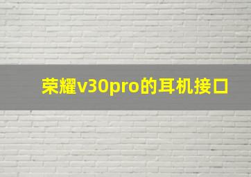 荣耀v30pro的耳机接口