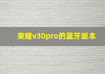 荣耀v30pro的蓝牙版本