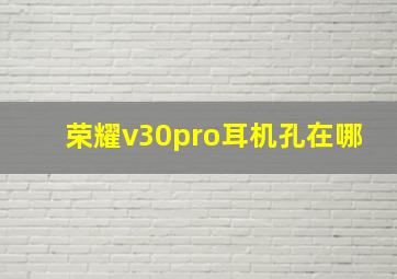 荣耀v30pro耳机孔在哪