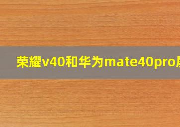 荣耀v40和华为mate40pro屏幕