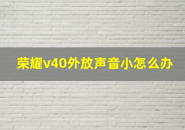 荣耀v40外放声音小怎么办