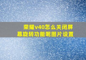 荣耀v40怎么关闭屏幕旋转功能呢图片设置