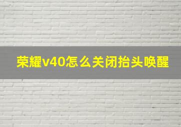 荣耀v40怎么关闭抬头唤醒