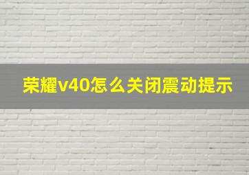 荣耀v40怎么关闭震动提示