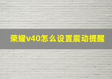 荣耀v40怎么设置震动提醒