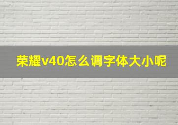 荣耀v40怎么调字体大小呢