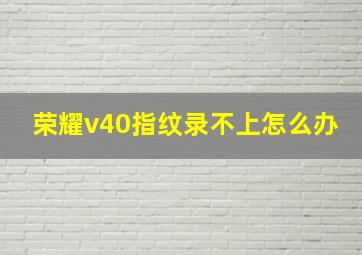 荣耀v40指纹录不上怎么办