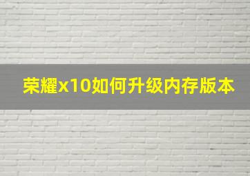 荣耀x10如何升级内存版本