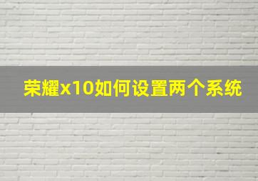 荣耀x10如何设置两个系统