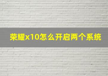 荣耀x10怎么开启两个系统