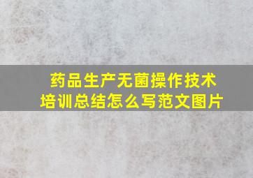 药品生产无菌操作技术培训总结怎么写范文图片