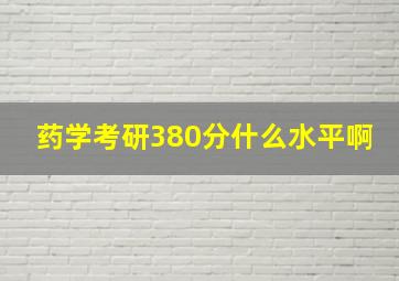 药学考研380分什么水平啊