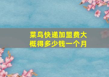 菜鸟快递加盟费大概得多少钱一个月