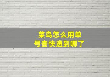 菜鸟怎么用单号查快递到哪了