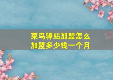 菜鸟驿站加盟怎么加盟多少钱一个月