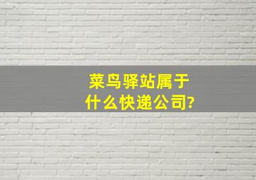 菜鸟驿站属于什么快递公司?