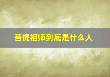 菩提祖师到底是什么人