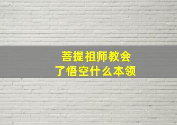 菩提祖师教会了悟空什么本领