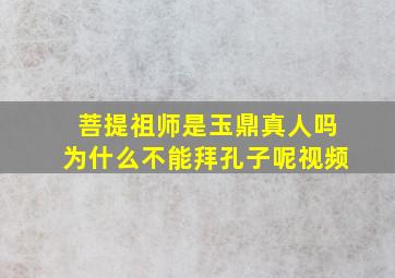 菩提祖师是玉鼎真人吗为什么不能拜孔子呢视频