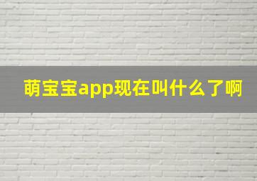 萌宝宝app现在叫什么了啊