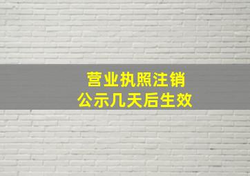 营业执照注销公示几天后生效